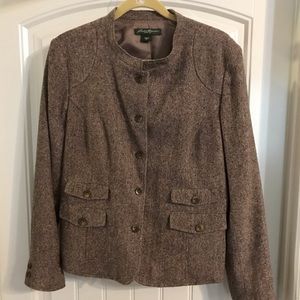 Eddie Bauer Button-Down Wool Brown Tweed Jacket